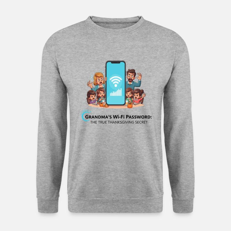 Omas WLAN-Passwort - Unisex Pullover - Weißgrau meliert