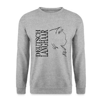 Deutsch Langhaar Cat Katze Profil Katzen Wilsigns - Unisex Pullover - Weißgrau meliert - Vorne - Alina (178cm) & Michal (187cm)