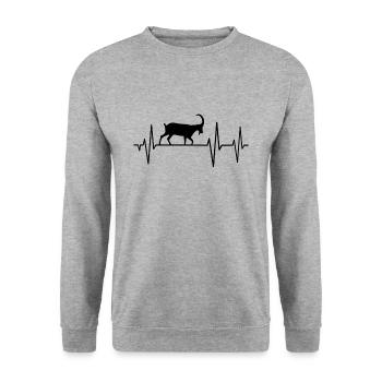 Herzschlag Ziege - Unisex Pullover - Weißgrau meliert - Vorne - Alina (178cm) & Michal (187cm)