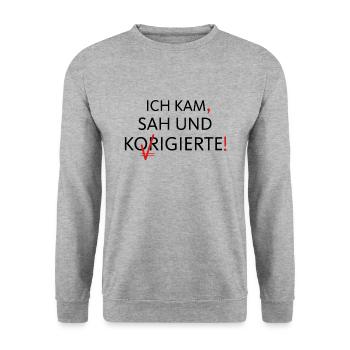 Ich Kam Sah Und Korrigierte Deutsch Grammatik - Unisex Pullover - Weißgrau meliert - Vorne - Alina (178cm) & Michal (187cm)