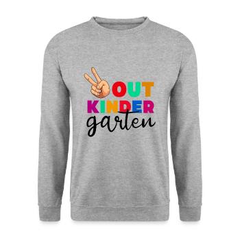 Peace Out Kindergarten - Unisex Pullover - Weißgrau meliert - Vorne - Alina (178cm) & Michal (187cm)