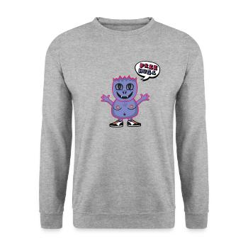 Câlins gratuits - Sweat-shirt Unisexe - gris chiné - Devant - Alina (178cm) & Michal (187cm)