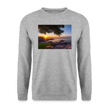 Coucher de soleil - Le silence au bord de la mer - Sweat-shirt Unisexe - gris chiné - Devant - Alina (178cm) & Michal (187cm)