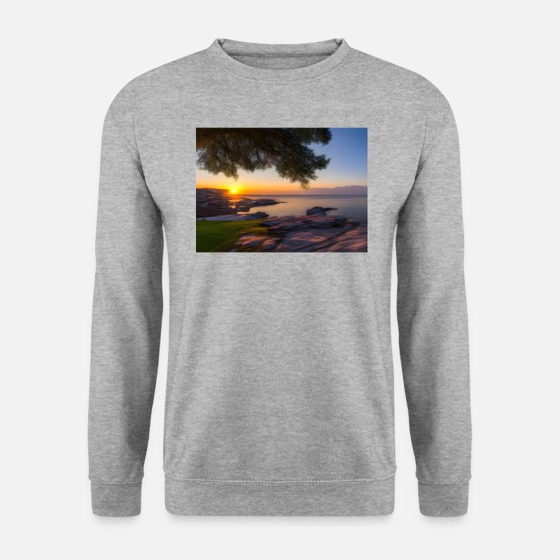 Coucher de soleil - Le silence au bord de la mer - Sweat-shirt Unisexe - gris chiné