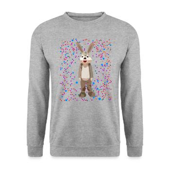 A rabbit with cool colorful dots background - Unisex Sweatshirt - salt & pepper - Front - Alina (178cm) & Michal (187cm)
