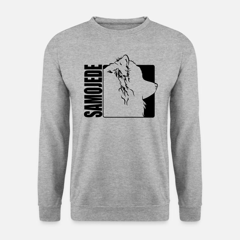 Samojede Profil Hunde Hund Wilsigns - Unisex Pullover - Weißgrau meliert