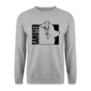 Samoyède Profil Chiens Chiens Wilsigns - Sweat-shirt Unisexe - gris chiné - Devant - Alina (178cm) & Michal (187cm)