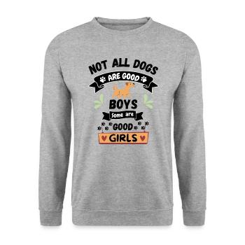Hunde Good Boy Good Girl Pfote Rüde Hündin Lustig - Unisex Pullover - Weißgrau meliert - Vorne - Alina (178cm) & Michal (187cm)