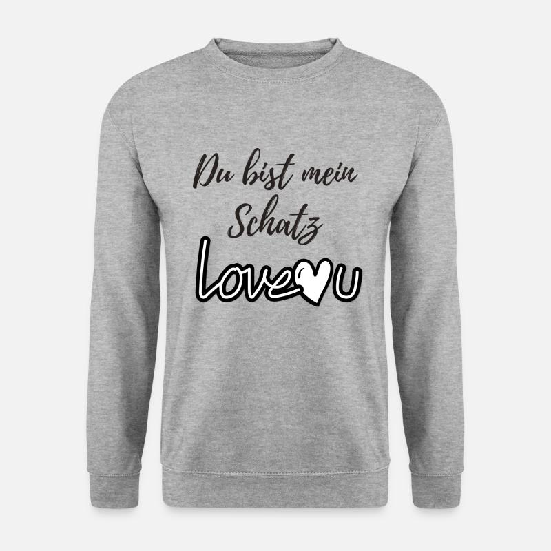 Du bist mein Schatz Ich liebe dich - Unisex Pullover - Weißgrau meliert