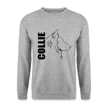 Langhaar Collie Profil Hunde Hund Wilsigns - Unisex Pullover - Weißgrau meliert - Vorne - Alina (178cm) & Michal (187cm)