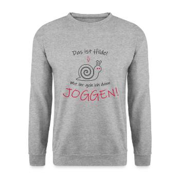 Jogging drôle disant cadeau d'escargot de sport - Sweat-shirt Unisexe - gris chiné - Devant - Alina (178cm) & Michal (187cm)
