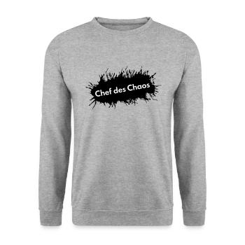 Chef des Chaos Geschenk für Mitarbeiter - Unisex Pullover - Weißgrau meliert - Vorne - Alina (178cm) & Michal (187cm)
