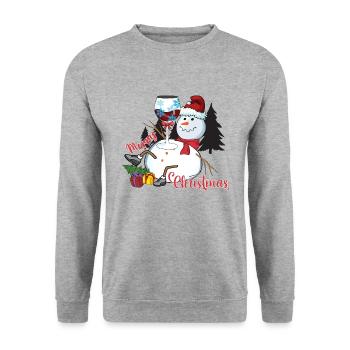 Noël, vin Noël, vin rouge vin drôle vin vin - Sweat-shirt Unisexe - gris chiné - Devant - Alina (178cm) & Michal (187cm)