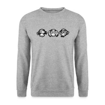 Les trois singes - Sweat-shirt Unisexe - gris chiné - Devant - Alina (178cm) & Michal (187cm)