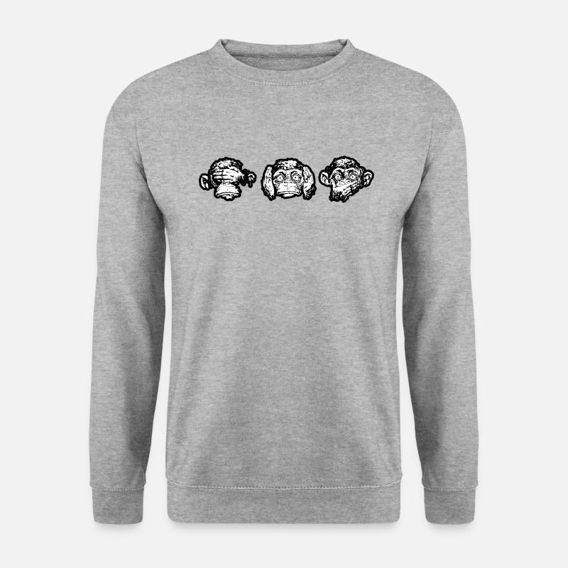 Die drei Affen - Unisex Pullover - Weißgrau meliert