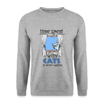 CAT, Cats, Kittens, Gift, Gift Idea - Unisex Sweatshirt - salt & pepper - Front - Alina (178cm) & Michal (187cm)