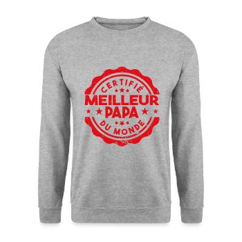 Certifié Meilleur Papa Du Monde - Sweat-shirt Unisexe - gris chiné - Devant - Alina (178cm) & Michal (187cm)