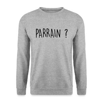 Parrain ? - Sweat-shirt Unisexe - gris chiné - Devant - Alina (178cm) & Michal (187cm)