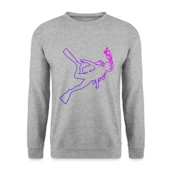 Herren Scuba Tauchen Diving Taucher Scuba Taucher - Unisex Pullover - Weißgrau meliert - Vorne - Alina (178cm) & Michal (187cm)