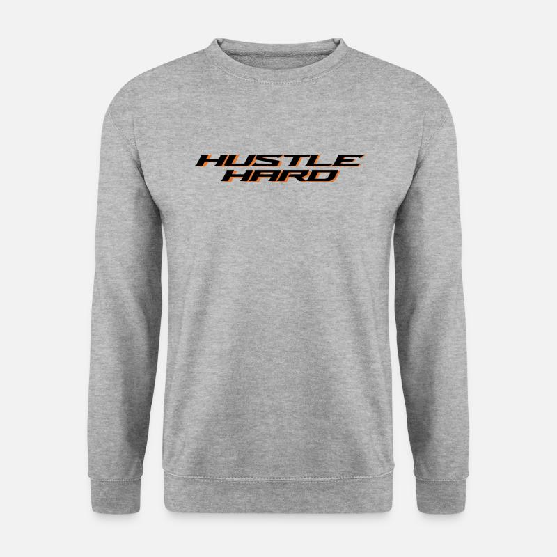 HUSTLE HARD - Unisex Pullover - Weißgrau meliert