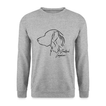 Deutsch Langhaar Profil Hunde Hund Wilsigns - Unisex Pullover - Weißgrau meliert - Vorne - Alina (178cm) & Michal (187cm)