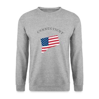Connecticut US Fahne im Bundesstaat - Unisex Pullover - Weißgrau meliert - Vorne - Alina (178cm) & Michal (187cm)