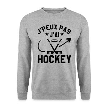 Ich kann nicht Eishockey - Unisex Pullover - Weißgrau meliert - Vorne - Alina (178cm) & Michal (187cm)