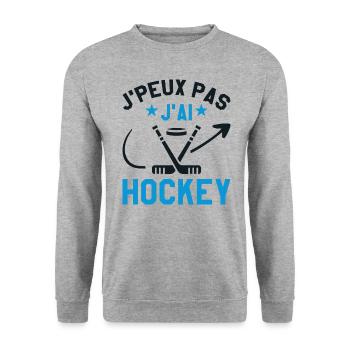 Ich kann nicht Eishockey - Unisex Pullover - Weißgrau meliert - Vorne - Alina (178cm) & Michal (187cm)