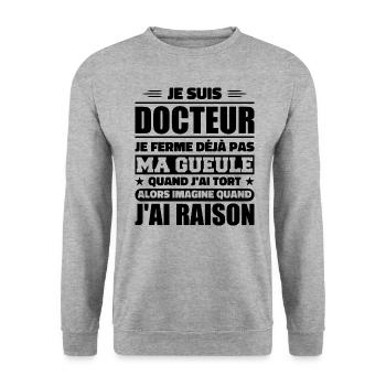Ich bin Doktor und ich habe Recht - Humor Doktor - Unisex Pullover - Weißgrau meliert - Vorne - Alina (178cm) & Michal (187cm)