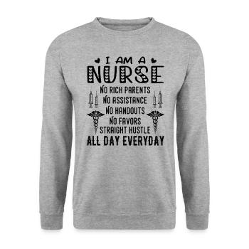 I Am A Nurse No Rich Parents Funny I'm A Nurse Tee - Unisex Sweatshirt - salt & pepper - Front - Alina (178cm) & Michal (187cm)