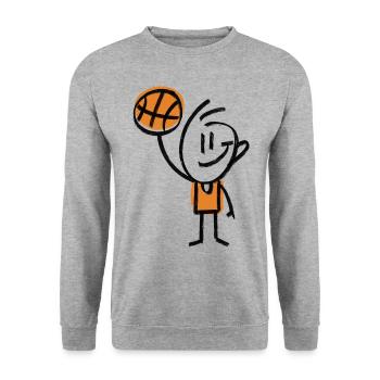 Basketball Stick Figure - Unisex Sweatshirt - salt & pepper - Front - Alina (178cm) & Michal (187cm)