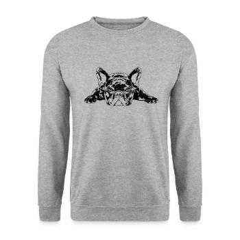 BOULEDOGUE FRANÇAIS Frenchie Dogs Wilsigns - Sweat-shirt Unisexe - gris chiné - Devant - Alina (178cm) & Michal (187cm)