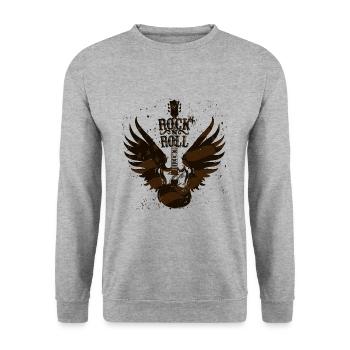 Guitare e-style avec ailes ÉTATS-UNIS Rock 'n' roll - Sweat-shirt Unisexe - gris chiné - Devant - Alina (178cm) & Michal (187cm)