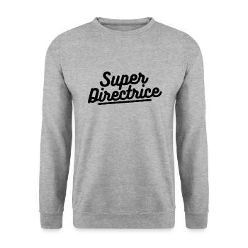 super directrice. cadeau directrice - Sweat-shirt Unisexe - gris chiné - Devant - Alina (178cm) & Michal (187cm)