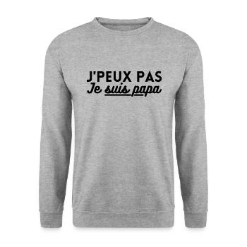 j'peux pas je suis papa. t shirt papa - Sweat-shirt Unisexe - gris chiné - Devant - Alina (178cm) & Michal (187cm)