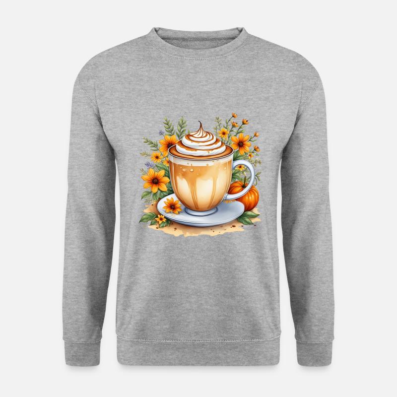 Kürbis-Latte - Unisex Pullover - Weißgrau meliert