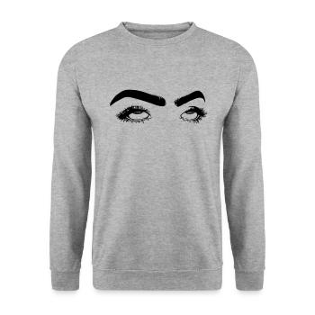 rolling eyes - Unisex Pullover - Weißgrau meliert - Vorne - Alina (178cm) & Michal (187cm)