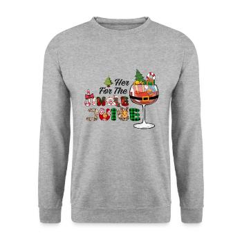 christmas, wein weihnachten, rotwein lustig wine - Unisex Pullover - Weißgrau meliert - Vorne - Alina (178cm) & Michal (187cm)
