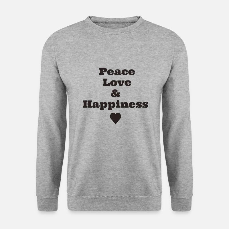 Peace Love & Happiness - Unisex Pullover - Weißgrau meliert