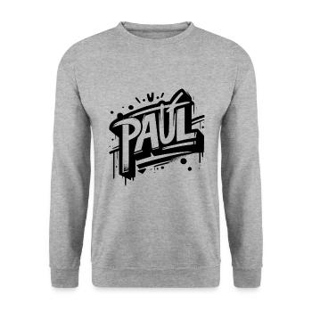Paul Nom de famille Prénom Graffiti - Sweat-shirt Unisexe - gris chiné - Devant - Alina (178cm) & Michal (187cm)