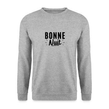 Bonne nuit. cadeau pyjama - Sweat-shirt Unisexe - gris chiné - Devant - Alina (178cm) & Michal (187cm)