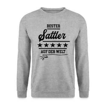 Bester Sattler Sattlerei Sattlers Handwerk - Unisex Pullover - Weißgrau meliert - Vorne - Alina (178cm) & Michal (187cm)