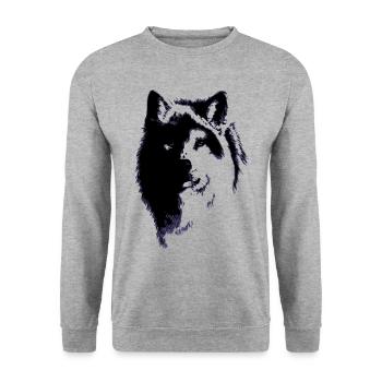Wolf black & white - Unisex Pullover - Weißgrau meliert - Vorne - Alina (178cm) & Michal (187cm)