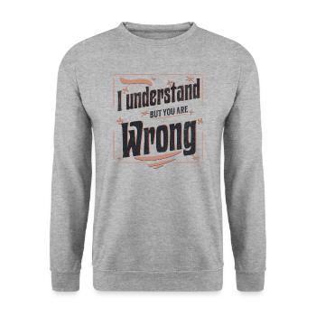 I understand but you are wrong - Unisex Pullover - Weißgrau meliert - Vorne - Alina (178cm) & Michal (187cm)