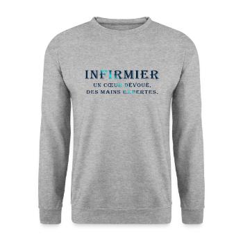 KRANKENSCHWESTER KRANKENSCHWESTER DOKTOR HUMOR DRÖLES M - Unisex Pullover - Weißgrau meliert - Vorne - Alina (178cm) & Michal (187cm)