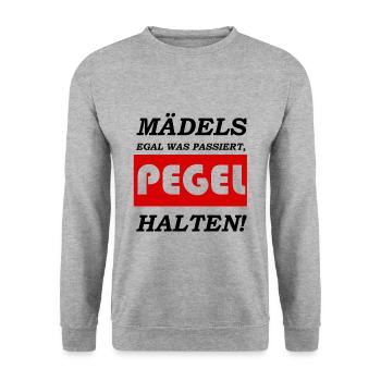 Mädels - Pegel halten - Unisex Pullover - Weißgrau meliert - Vorne - Alina (178cm) & Michal (187cm)