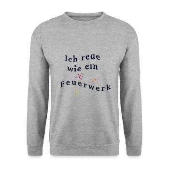 Ich rede wie ein Feuerwerk - Unisex Pullover - Weißgrau meliert - Vorne - Alina (178cm) & Michal (187cm)