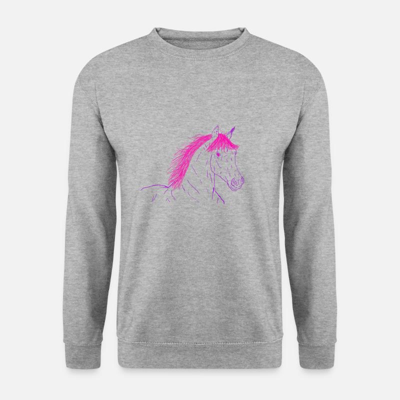 Pferd Pink - Unisex Pullover - Weißgrau meliert