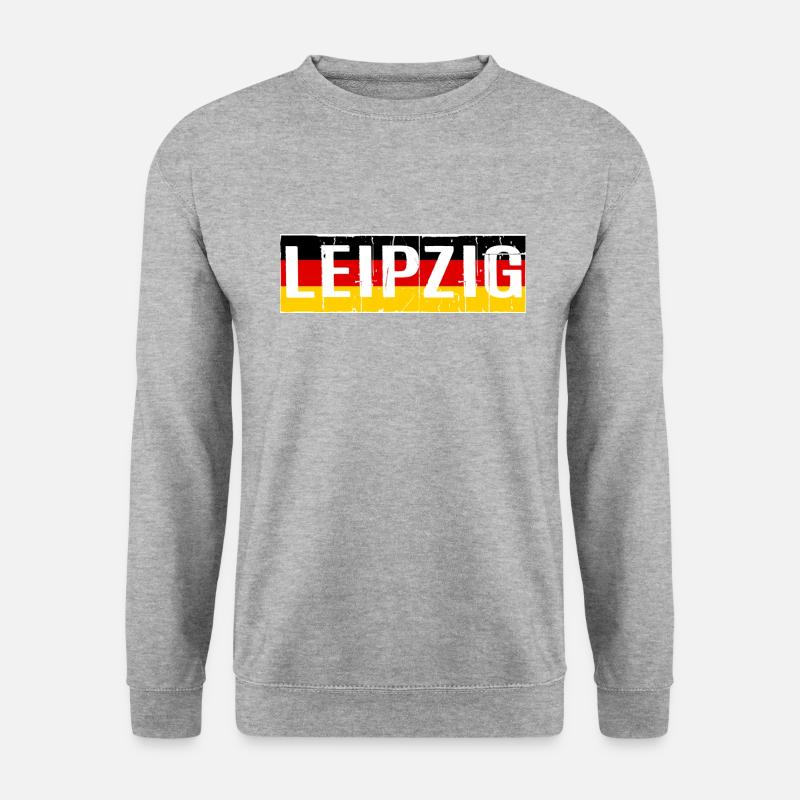 LEIPZIG DEUTSCHLAND FLAGGE FAHNE GERMANY - Unisex Pullover - Weißgrau meliert