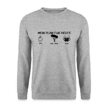 MEIN PLAN FÜR HEUTE gleitschirm fliegen - Unisex Pullover - Weißgrau meliert - Vorne - Alina (178cm) & Michal (187cm)